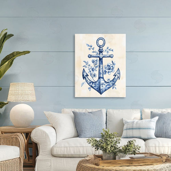 Stupell Industries Arlington Prints | Blue Floral Life Anchor