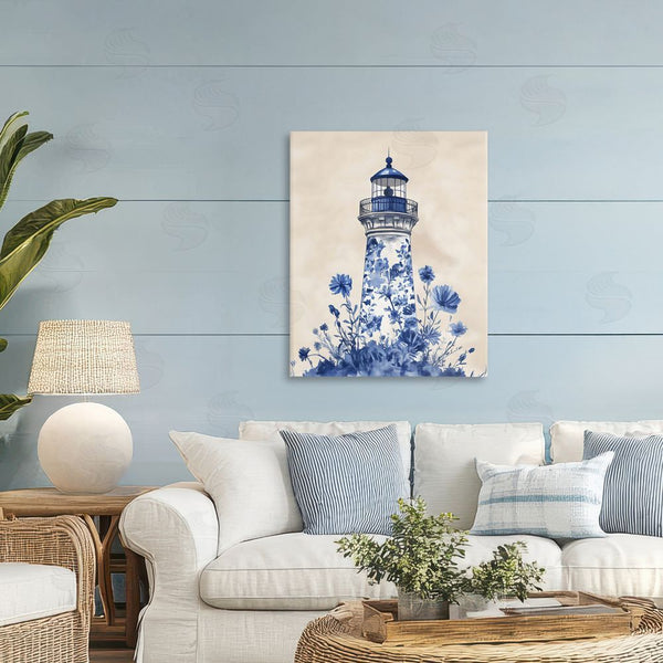 Stupell Industries Arlington Prints | Blue Floral Lighthouse