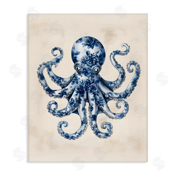 stupell industries Arlington Prints | Blue Floral Octopus