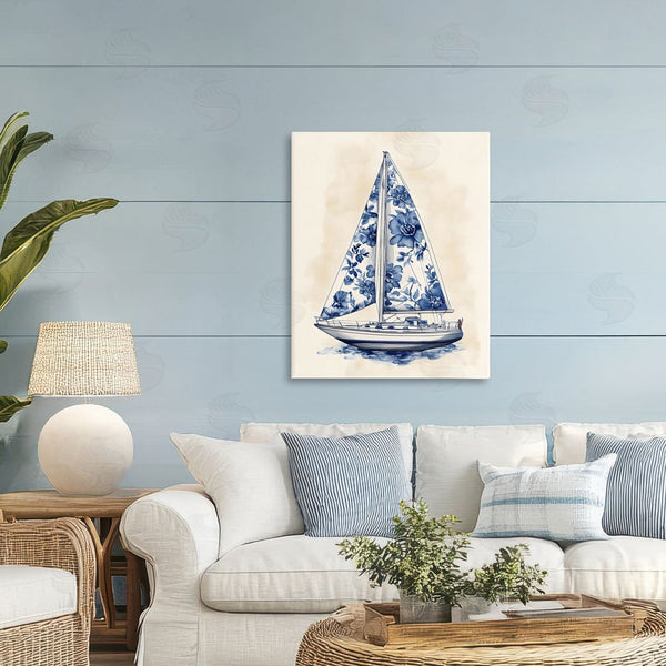 Stupell Industries Arlington Prints | Blue Floral Sailboat