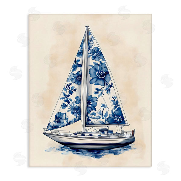 stupell industries Arlington Prints | Blue Floral Sailboat