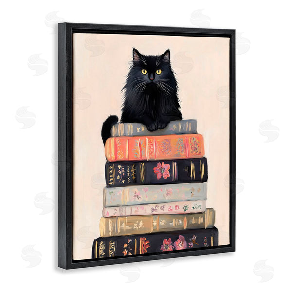 Stupell Industries Arlington Prints | Book Stack Black Cat Wall Art