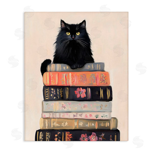 Stupell Industries Arlington Prints | Book Stack Black Cat Wall Art
