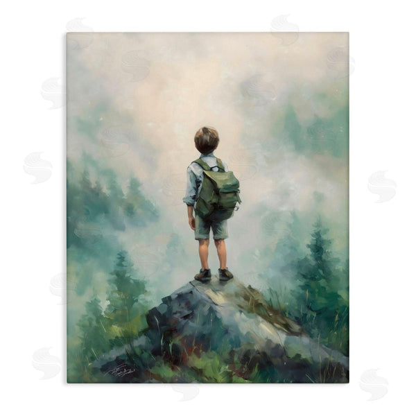 stupell industries Arlington Prints | Boy Adventurer Atop Mountain Wall Art