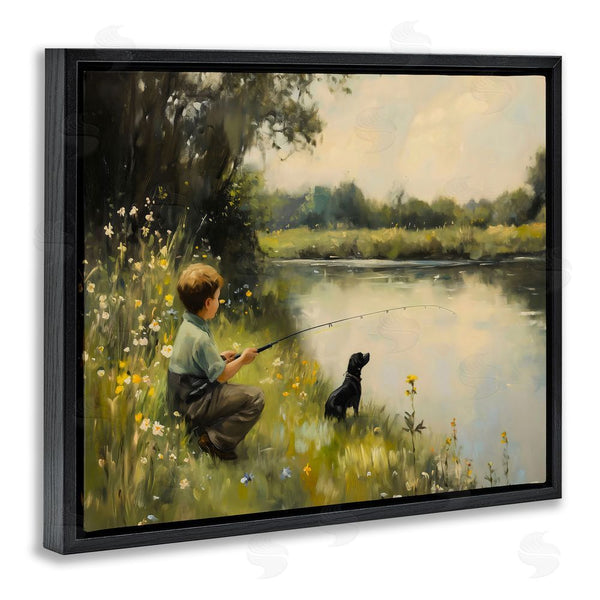 Stupell Industries Arlington Prints | Boy & Puppy Fishing Wall Art