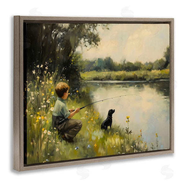 Stupell Industries Arlington Prints | Boy & Puppy Fishing Wall Art