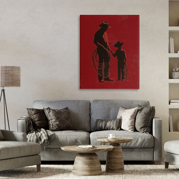 Stupell Industries Arlington Prints | Burgundy Cowboy Father & Son Wall Art