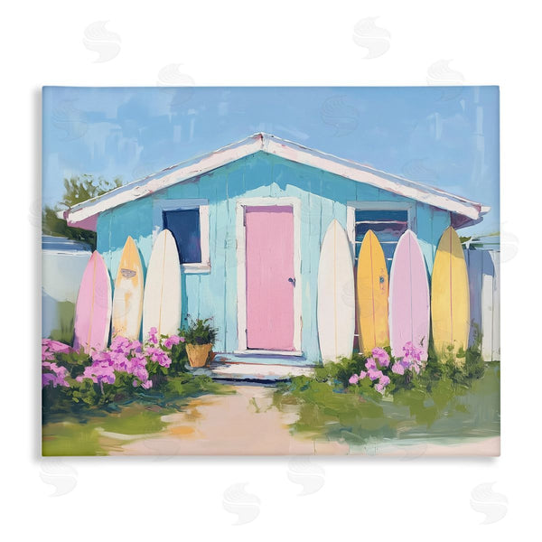 stupell industries Arlington Prints | Cabin with Pastel Surfboards Wall Art