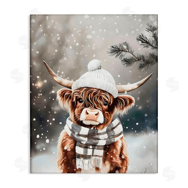 stupell industries Arlington Prints | Cozy Winter Highland Calf Wall Art