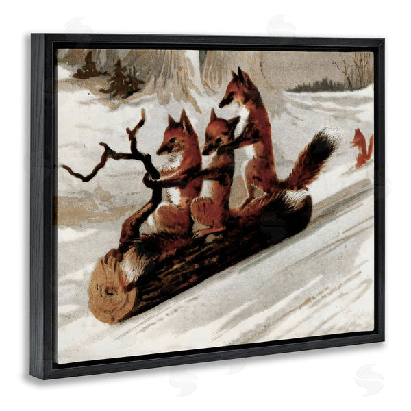 Stupell Industries Arlington Prints | Foxes Sledding On Log Wall Art