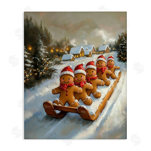 stupell industries Arlington Prints | Gingerbread Snow Day Sledding Wall Art