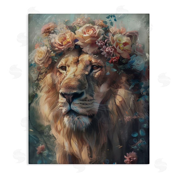 stupell industries Arlington Prints | Lion with Rose Garland