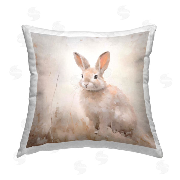 stupell industries Arlington Prints | Neutral Gazing Bunny Printed Throw Pillow