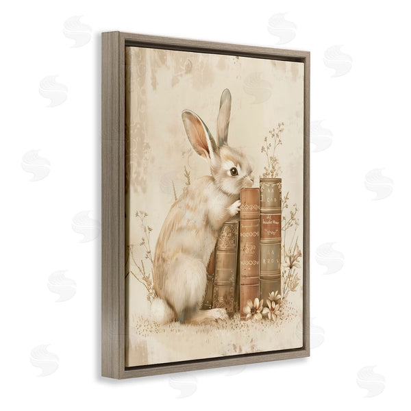 Stupell Industries Arlington Prints | Neutral Rabbit & Books