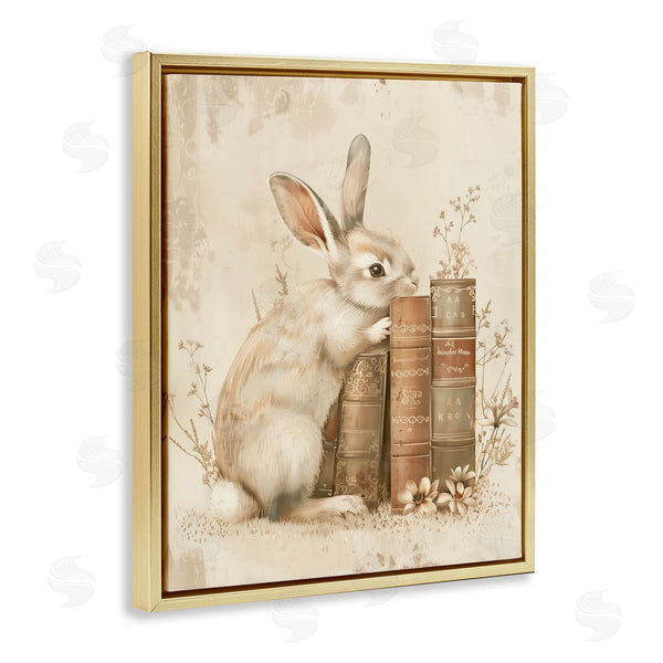 Stupell Industries Arlington Prints | Neutral Rabbit & Books