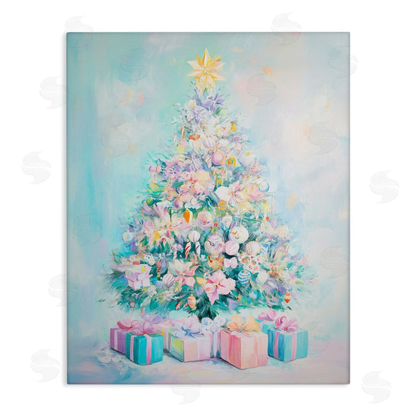 stupell industries Arlington Prints | Pastel Christmas Tree on Blue