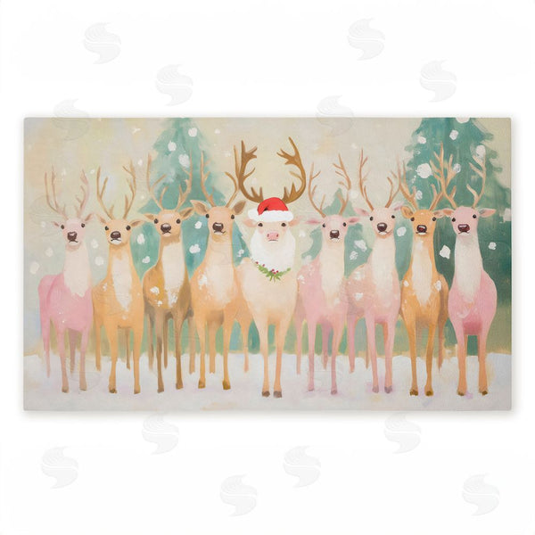stupell industries Arlington Prints | Pastel Santa's Reindeer Non-Woven Door Mat