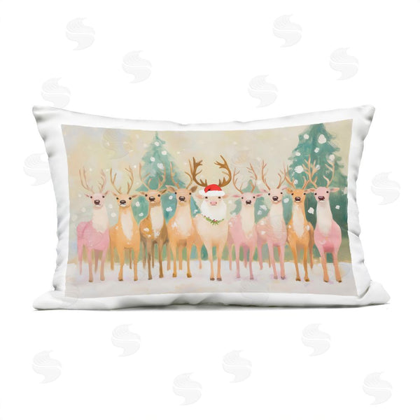 Stupell Industries Arlington Prints | Pastel Santa's Reindeer Printed Throw Pillow