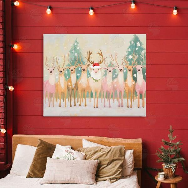 Stupell Industries Arlington Prints | Pastel Santa's Reindeer Wall Art