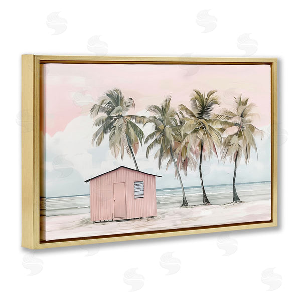 Stupell Industries Arlington Prints | Pink Beach Hut & Palms