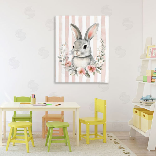 Stupell Industries Arlington Prints | Pink Striped Nursery Bunny