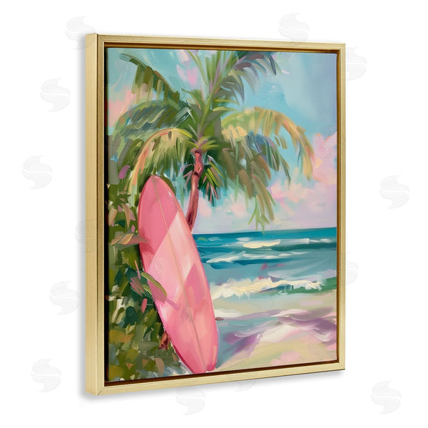 Stupell Industries Arlington Prints | Pink Surfboard On Beach