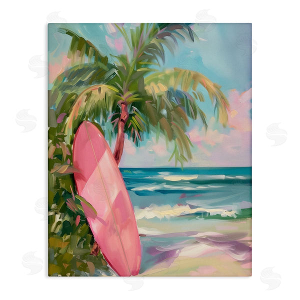 stupell industries Arlington Prints | Pink Surfboard on Beach