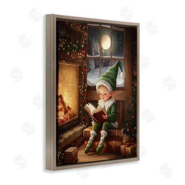 Stupell Industries Arlington Prints | Reading Elf By Fireplace Wall Art