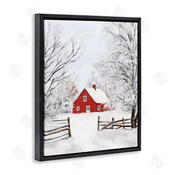 Stupell Industries Arlington Prints | Red Farmhouse In Snow Wall Art
