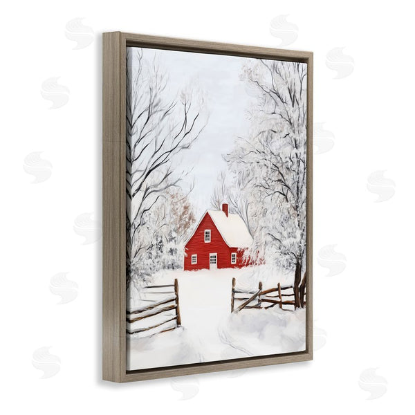 Stupell Industries Arlington Prints | Red Farmhouse In Snow Wall Art