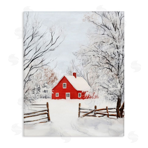 stupell industries Arlington Prints | Red Farmhouse in Snow Wall Art