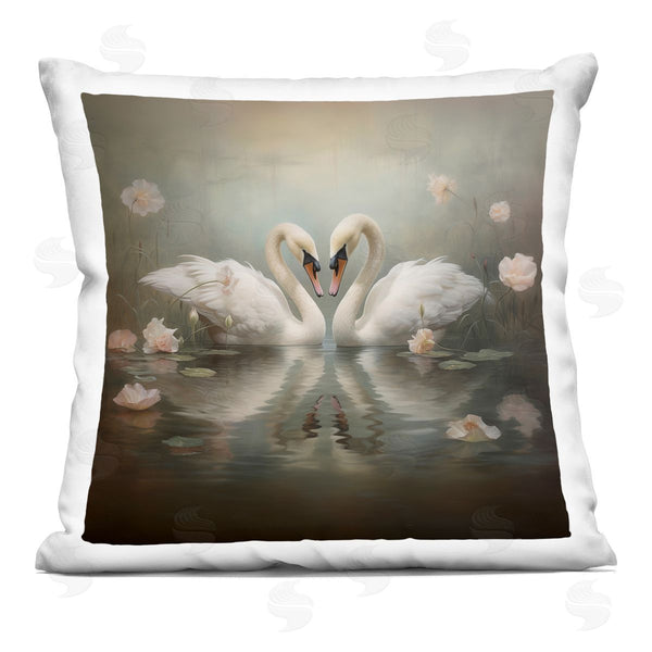 stupell industries Arlington Prints | Romantic Swans in Floral Pond Printed Throw Pillow