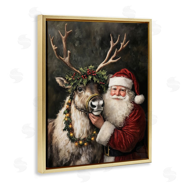 Stupell Industries Arlington Prints | Santa & Reindeer Portrait