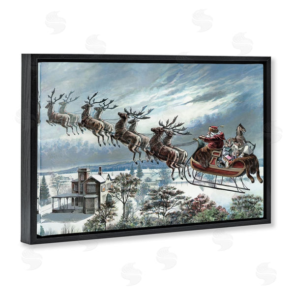 Stupell Industries Arlington Prints | Santa's Sleigh Over Town