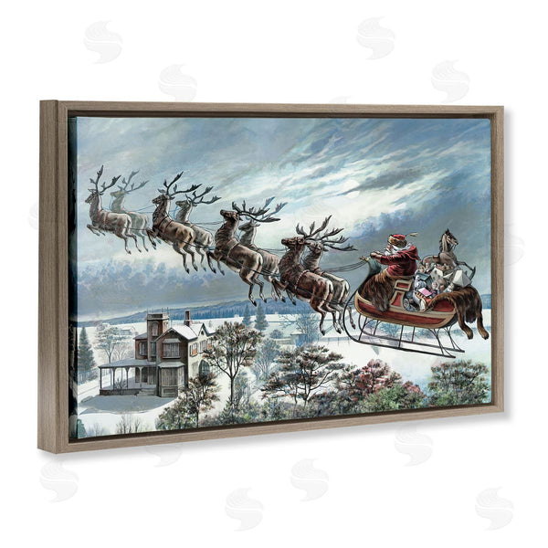 Stupell Industries Arlington Prints | Santa's Sleigh Over Town