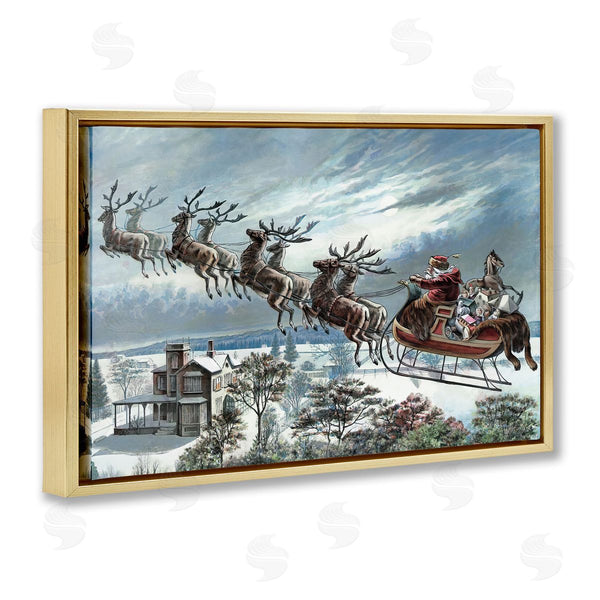 Stupell Industries Arlington Prints | Santa's Sleigh Over Town