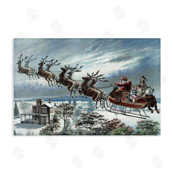 stupell industries Arlington Prints | Santa's Sleigh over Town