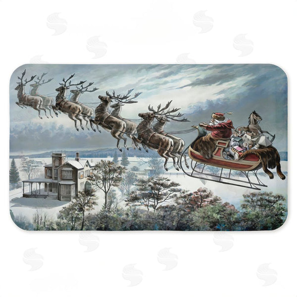 stupell industries Arlington Prints | Santa Sleigh Over Cabin Anti-Fatigue Mat