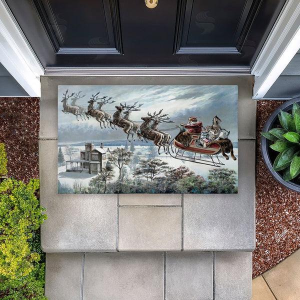 Stupell Industries Arlington Prints | Santa Sleigh Over Cabin Non-Woven Door Mat