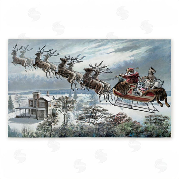 stupell industries Arlington Prints | Santa Sleigh Over Cabin Non-Woven Door Mat