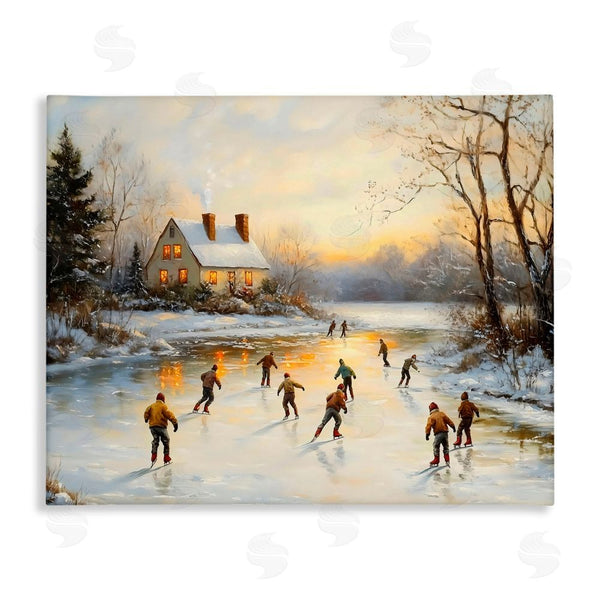 stupell industries Arlington Prints | Vintage Winter Ice Skaters Wall Art