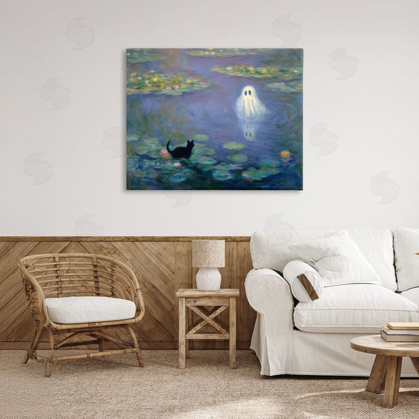 Stupell Industries Arlington Prints | Water Lilies With Ghost & Kitty Wall Art