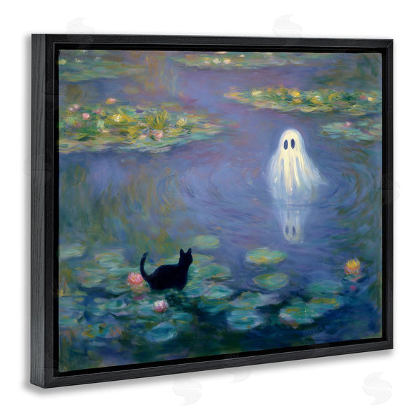 Stupell Industries Arlington Prints | Water Lilies With Ghost & Kitty Wall Art