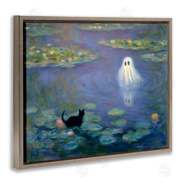 Stupell Industries Arlington Prints | Water Lilies With Ghost & Kitty Wall Art