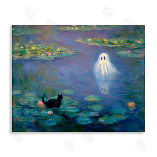 stupell industries Arlington Prints | Water Lilies with Ghost & Kitty Wall Art