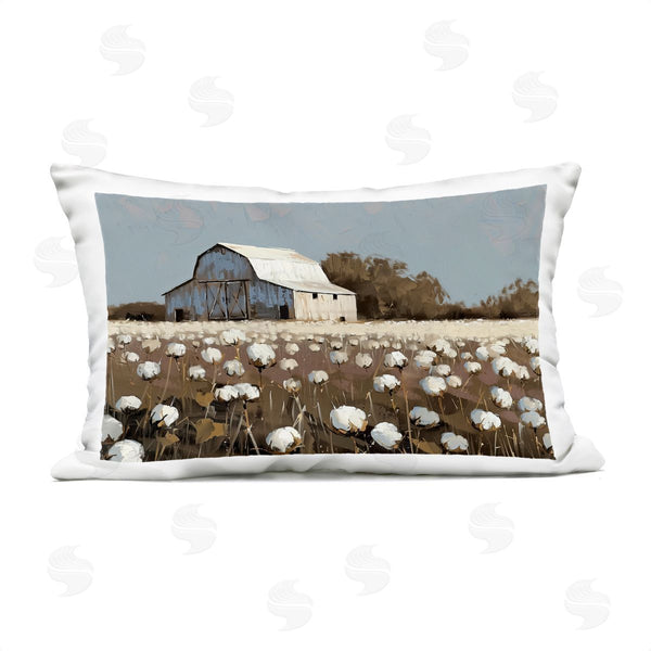 Stupell Industries Arlington Prints | White Barn In Cotton Field Printed Throw Pillow
