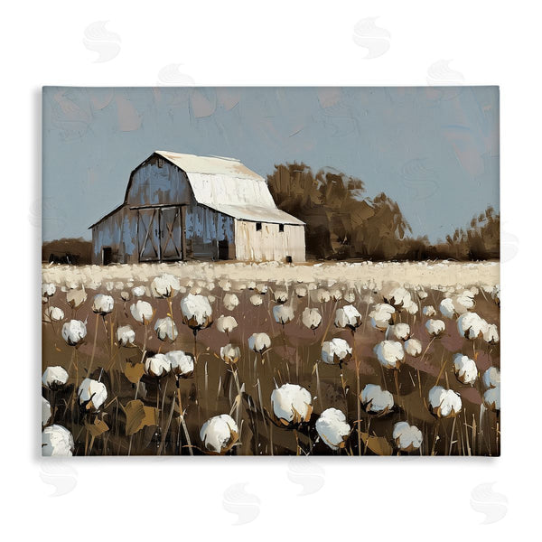 stupell industries Arlington Prints | White Barn in Cotton Field
