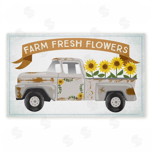 stupell industries Arrolynn Weiderhold | Autumn Farm Flowers Truck Non-Woven Door Mat