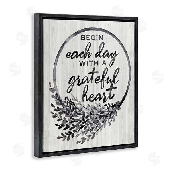 Stupell Industries Arrolynn Weiderhold | Begin Each Day Grateful Heart Vintage Country Wreath Wall Art