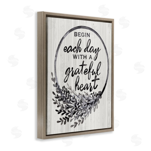 Stupell Industries Arrolynn Weiderhold | Begin Each Day Grateful Heart Vintage Country Wreath Wall Art